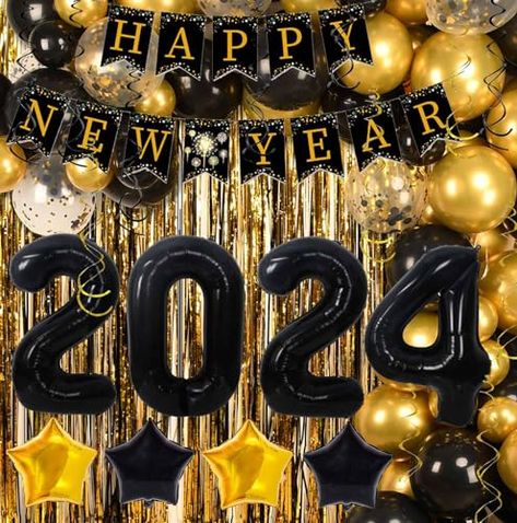 New Years Eve House Party, Nye Balloons, Nye Decorations, Wishes Happy New Year, Background New Year, Quotes New Year, New Year Backdrop, Premium Wallpaper, Banner Black