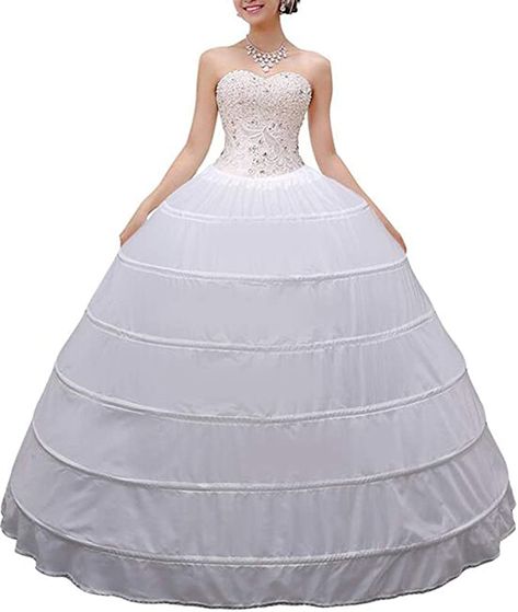 Women Crinoline Petticoat A-line 6 Hoop Skirt Slips Long Underskirt for Wedding Bridal Dress Ball Gown White at Amazon Women’s Clothing store Bridal Dresses Ball Gown, Ball Gown White, Hoop Petticoat, Wedding Bridal Dress, White Long Skirt, Gown White, Hoop Skirt, Dress Ball Gown, Ball Gown Skirt