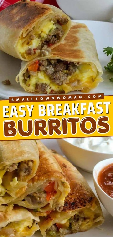 Breakfast Entrees, Easy Breakfast On The Go, Freezer Friendly Breakfast, Best Breakfast Burritos, Uncooked Tortillas, Sausage Peppers Onions, Easy Breakfast Burritos, Breakfast Tortilla, Freezer Breakfast Burritos