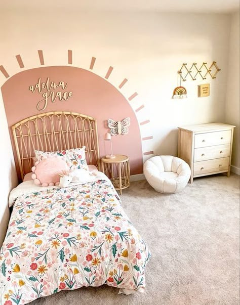 Boho Kids Bedroom Girl Rooms, Boho Bedroom Kids Girl, Toddler Room Ideas Girl Boho, Boho Rainbow Toddler Girl Room, Toddler Room Inspo Girl, Toddler Big Girl Room Ideas, Toddler Decor Bedroom, Boho Bedroom Girl Rooms, Dusty Rose Toddler Room