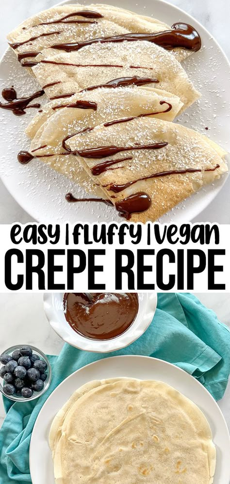 crepes with blueberries and chocolate ganache. Crepe Recipe Without Eggs, Breakfast Ideas No Dairy, Egg Free Crepes, Autoimmune Breakfast, Eggless Crepe Recipe, Crepes Without Eggs, Eggless Crepes, Dairy Free Crepes, Grain Free Crepes