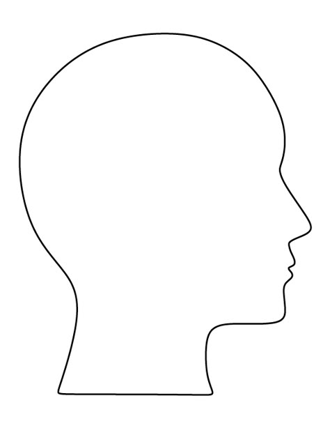 Human head pattern. Use the printable outline for crafts, creating stencils, scrapbooking, and more. Free PDF template to download and print at http://patternuniverse.com/download/human-head-pattern/ Blank Head Drawing, Character Head Template, Blank Head Template, Big Head Art Project, Head Outline Drawing, Blank Human Body Outline, Face Outline Drawing, Human Head Silhouette, Human Outline