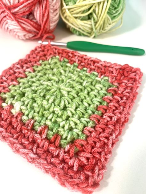 Scrappy Yarn Crochet Blanket, Easy Granny Squares For Beginners, Crochet Square Blanket Patterns, No Gap Granny Square, Rectangular Granny Square, Crochet Moss Stitch, Crochet Moss, Crochet Granny Square Pattern, Catalog Ideas