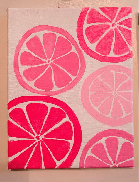 Preppy painting room decor diy wall art preppy cute pink citrus Painting Ideas Preppy, Preppy Artwork, Diy Canvas Art Easy, Cute Easy Paintings, Mini Toile, Pink Canvas Art, Simple Canvas Paintings, Cute Canvas Paintings, Easy Canvas Art