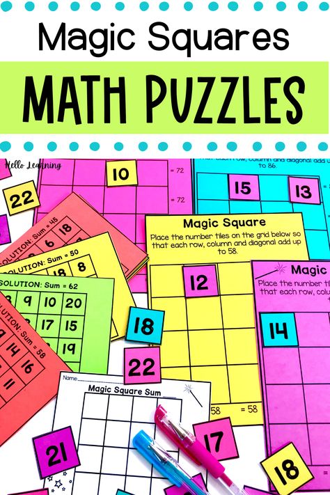 Math Fact Games Multiplication, Collaborative Math Activities, Magic Squares Math Puzzles, Number Sense Games 3rd Grade, Math Activities Grades 3-5, Maths Club Activities, Math Club Activities Middle School, Math Enrichment 1st Grade, Hands On Math Activities Middle School