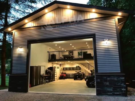 Metal Shop Houses, Shop With Living Quarters, Garage With Living Quarters, Barn With Living Quarters, Plan Garage, Garage Loft, Mechanic Garage, Barn Garage, Metal Garages