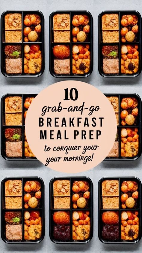 10 Grab-and-Go Breakfast Meal Prep Ideas to Conquer Your Mornings! Breakfast Meal Prep Weight Gaining, Premade Breakfast Ideas Healthy, Healthy Breakfast Filling, Packable Breakfast Ideas, Food Prep Breakfast Ideas, Savoury Breakfast Meal Prep, Morning Meal Prep Breakfast Ideas, Healthy Breakfast Meal Prep For The Week, Vegetarian Breakfast Meal Prep