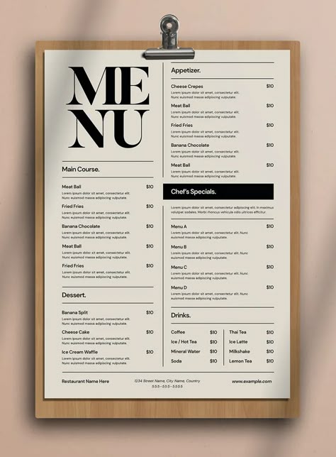 Menu Design Layout, Menu Design Ideas, Menu Design Inspiration, Cafe Menu Design, Menu Card Design, Menue Design, Menu Layout, Café Design, Food Menu Template