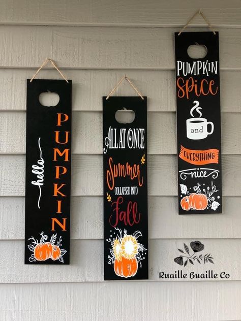 Dollar Tree Circuit Projects, Fall Fence Board Signs, Dollar Tree Wood Halloween Sign, Tall Fall Signs Wooden, Dollar Tree Trick Or Treat Wood Sign, Dollar Tree Pumpkin Sign Makeover, Dollar Tree Pumpkin Wood Plaque, Halloween Crafts To Sell, Fall Craft Fairs