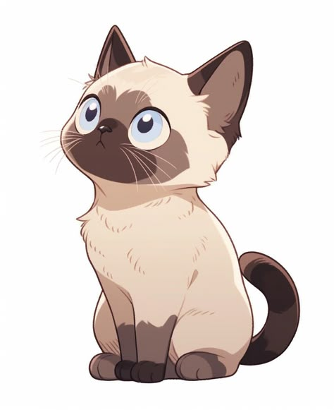 A cute siamese cat sticker Aesthetic Cat, Cat Aesthetic, Cat Drawing, Cat Art, Animal Art, Cute Cats, Cute Animals, Doodles, Character Design