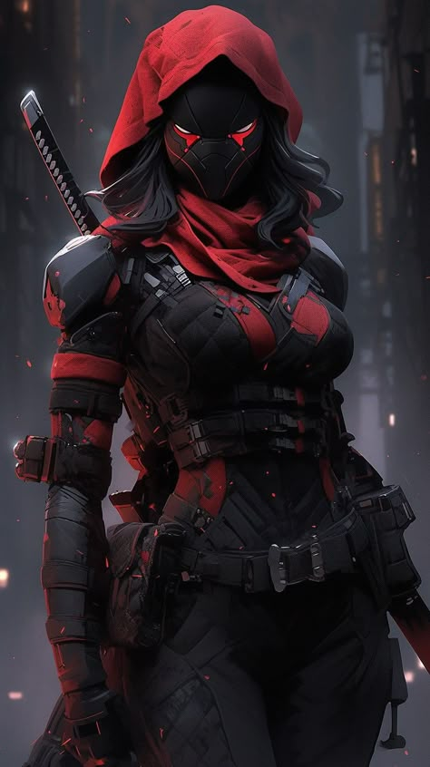 Female Ninja, Female Assassin, Cyberpunk Female, Superhero Suits, Ninja Girl, Ninja Art, Female Armor, Super Hero Outfits, Do Or Die