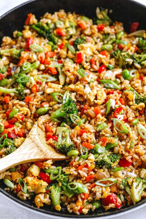 Vegetable Fried Rice Recipe, Healthy Rice Recipes, Veggie Fried Rice, Rice And Vegetables, Rice Side Dish Recipes, Healthy Rice, Rice Recipes For Dinner, Vegetable Fried Rice, Pizza Sandwich