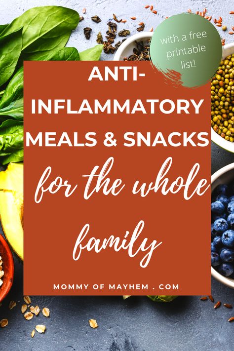 Anti-Inflammatory Meals for the Whole Family - Mommy of Mayhem Inflammatory Meals, Inflammation Diet Recipes, Inflammation Foods, Inflammation Recipes, Anti Inflamatory, Anti Inflammation Recipes, Inflammatory Recipes, Autoimmune Diet, Inflammation Diet