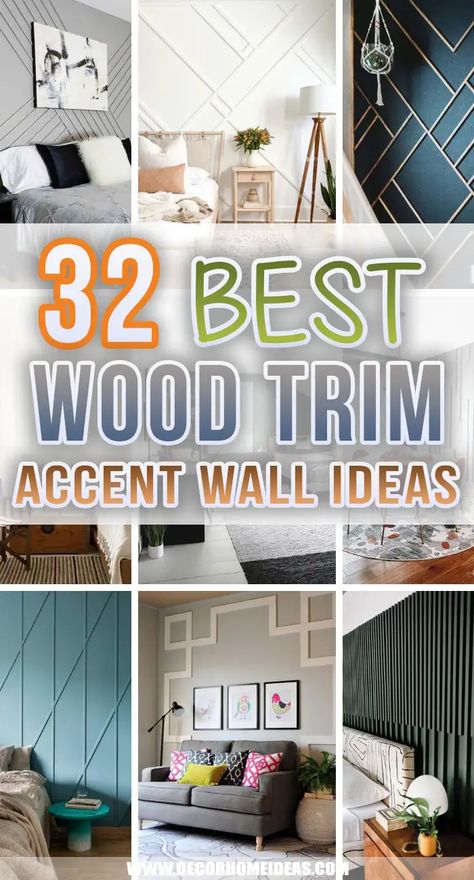 Best Wood Trim Accent Wall Ideas. Are you considering adding an accent wall to one of your rooms? Well, these wood trim accent wall ideas might be your best option as they are stylish and elegant. #decorhomeideas Trim Accent Wall Ideas, Wood Trim Accent Wall, Trim Accent Wall, Wood Wall Design, Accent Wall Ideas, Feature Wall Bedroom, Room Accent Wall, Accent Wall Designs, Diy Accent Wall