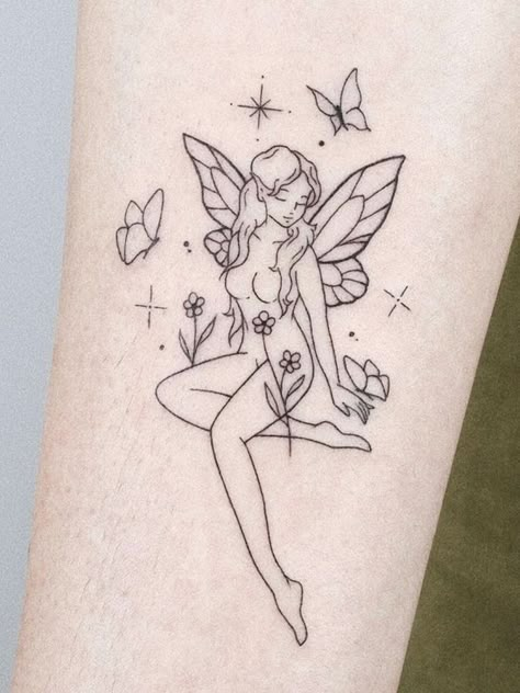 #CoolTattoos #TattooArt #InkMaster #TattooDesigns #InkedUp #TattooLovers #InkInspiration #TattooIdeas #CreativeInk #TattooStyle Fairy Leg Tattoo, Rose Tattoo Hand, Fairy Sleeve, Tattoo Borboleta, A Small Tattoo, Borboleta Tattoo, Whimsical Tattoos, Petit Tattoo, Fairy Tattoo Designs