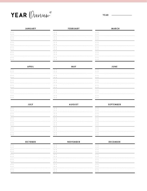 Yearly Goals Template Free Printable, Year Planner Template, Year Plan Template, Yearly Overview Printable, Business Planner Printables, Yearly Planner Printable, World Of Printables, Ipad Backgrounds, Annual Planning