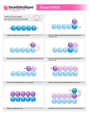 Bead Weaving Patterns Bracelets, Bead Weaving Patterns Free, Weaving Patterns Loom, Seed Bead Tutorials, Anting Manik, Square Stitch, Bead Weaving Tutorials, Motifs Perler, Seed Bead Patterns