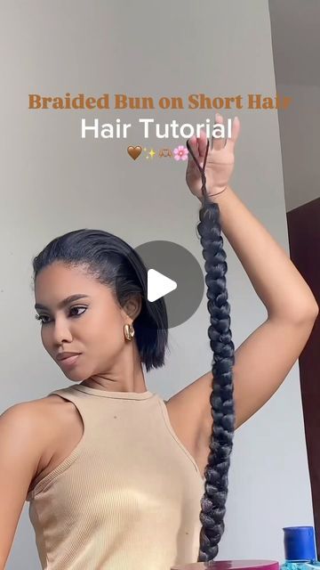 VoiceOfHair ®️ on Instagram: "A sleek bun always eats😍🔥⁣ ⁣ Love this updo on @nicclops 🙌🏾 This is such a cute go-to style when you aren’t able to make it to the salon👌🏾⁣ This is a great option if you have short hair 🔥 She looks gorgeous 💕 ⁣ What’s your go-to style when your hair isn’t done? ✨#voiceofhair ⁣ ⁣ #topknot #updo #protectivestyle #backtoschoolhair #braidedponytail #braidedbun #homecominghairstyles #protectivehairstyle" Twisted Buns Hairstyle, Short Blowdry Hairstyles Black Women, Updo Ponytails For Black Women, Simple Updo Black Women, High Bun For Black Women, Elegant Up Dos For Medium Hair, Bun With Braid Around It, Two Week Hairstyles Black Women, Natural Hair Formal Updo