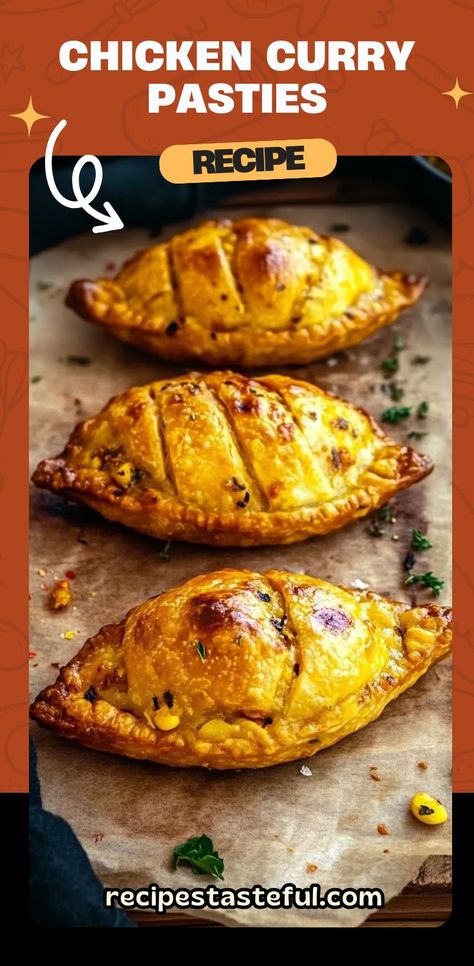 These spiced chicken curry pasties, with their flaky pastry and flavorful filling, are a wonderful way to enjoy Indian-inspired flavors in a portable, comforting package. Perfect as a snack, meal, or creative use of leftovers! #ChickenCurryPasties #IndianInspired #FlakyPastry #ComfortFood #EasyDinner #SnackRecipe Pasty Recipe Chicken, Chicken Pasties Recipes, Curry Pasties, Chicken Pasties, Pasties Recipes, Pita Pockets, Spiced Chicken, Hand Pie, Chicken Spices