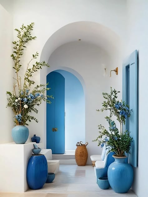 Mediterranean House Interior, Greek Style Home, Greek Interior Design, Greek Interior, Greece House, Ocean Living, Santorini House, Mediterranean Interior Design, Greek Decor