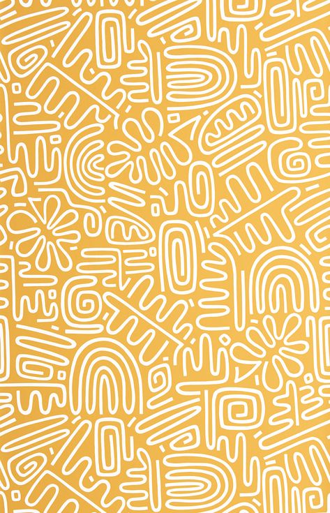 Yellow Wallpapers, Motif Art Deco, Pattern Design Inspiration, Abstract Pattern Design, Soyut Sanat Tabloları, Yellow Wallpaper, Hand Illustration, Graphic Patterns, Surface Pattern Design