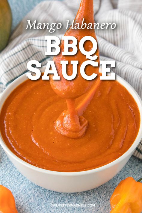 Mango Habanero Bbq Sauce Recipe, Habanero Bbq Sauce, Habanero Recipes, Hot Pepper Recipes, Barbecue Recipes Grill, Vegetarian Grilling, Homemade Bbq Sauce Recipe, Homemade Hot Sauce, Habanero Sauce