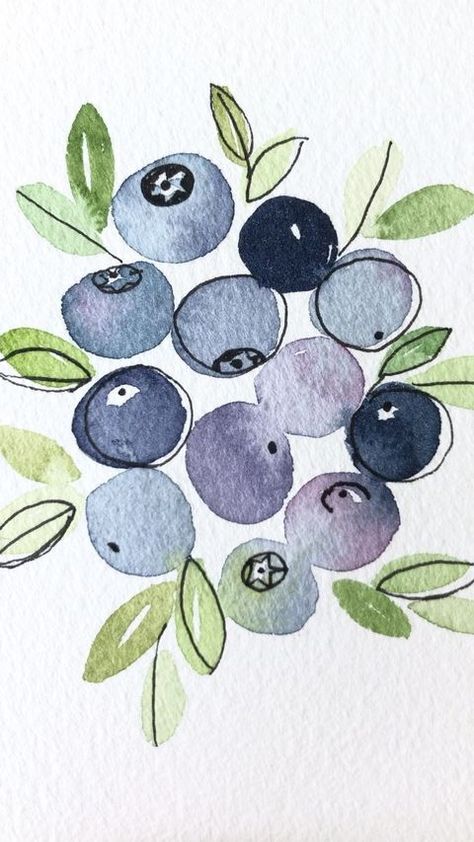 40% chance of rain today ☂️over here. Tbh... I already miss summer 😅 ⠀ #repost #watercolorillustration #illustrationoftheday #art_daily Painting Blueberries, Skulls Animal, Watercolor Templates, Akvarel Illustration, Glass Cloches, Halloween Watercolor, Learn Watercolor Painting, Instagram Painting, Watercolor Designs