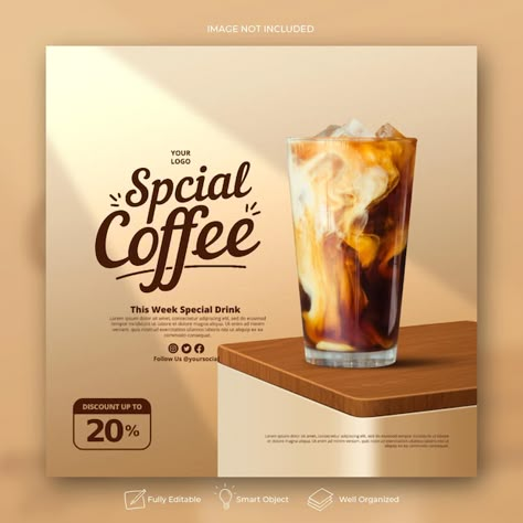 Cafe Instagram Posts Design, Social Media Product Post Design Ideas, Coffee Advertisement Poster, Photoshop Social Media Design, Coffe Post Design, Coffee Social Media Design Ideas, Coffee Posters Design, New Products Poster, Cafe Design Poster