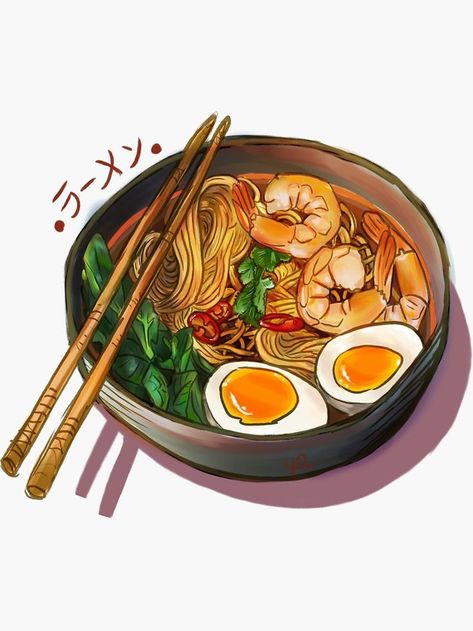 Resep Sushi, Noodles Bowl, Japanese Food Illustration, Food Art Painting, Ramen Noodle Bowl, 귀여운 음식 그림, Food Artwork, Food Sketch, Food Illustration Art