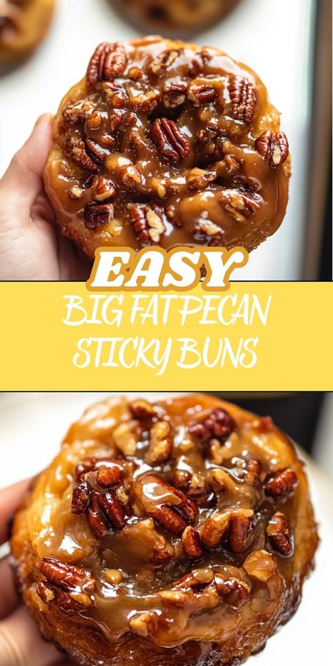 Indulge in these Big Fat Pecan Sticky Buns—giant, gooey delights featuring soft, buttery dough swirled with cinnamon and topped with a sticky caramel-pecan glaze. Perfect for a cozy morning treat! Pecan Glaze, Cozy Morning, Caramel Pecan, Sticky Buns, Buns, Easy Recipes, Dough, Cinnamon, Caramel