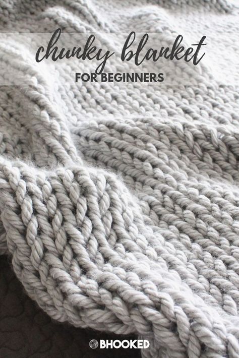 Quick and easy chunky knit blanket. Click through for the free pattern and beginner friendly tutorial! #BHooked #Knitting #FreeKnittingPattern Chunky Knit Blanket Pattern, Easy Blanket Knitting Patterns, Diy Knit Blanket, Giant Knit Blanket, Head Warmer, Knitting Patterns Free Blanket, Chunky Crochet Blanket, Beginner Knitting Patterns, Start Knitting