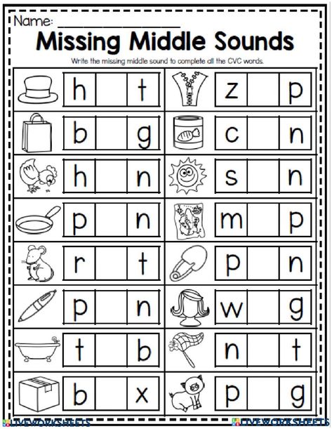 Finish Kindergarten Vowels Worksheets, Cvc Missing Vowel Worksheet, Letters And Sounds Worksheets, Blend Sound Worksheets, Writing Words Kindergarten, Worksheet For Phonic Sounds, Missing Middle Sound Worksheets, Middle Vowel Sounds Worksheets, Middle Sounds Kindergarten Free