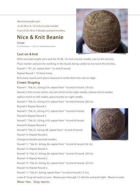 Free Hat Pattern, Mens Hat Knitting Pattern, Beanie Knitting Patterns Free, Knit Beanie Pattern, Knitting For Charity, Knitting Hats, Hat Patterns Free, Knitting Patterns Free Hats, Crochet Knit Hat