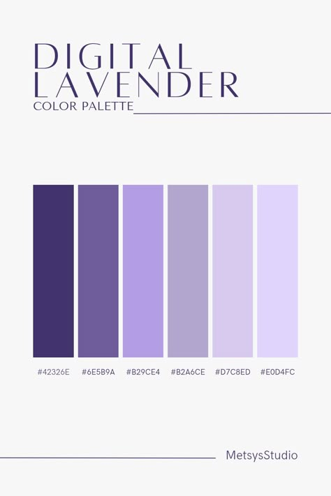 { #colorpalette #palette #colors #designers #design #ideas #inspired #digitallavender #lavender #purple #violet } Purple Scheme Colour Palettes, Aesthetic Color Palettes Purple, Digital Lavender Color Palette, Lavender Palette Colour Schemes, Lavender Hex Code, Lavender Palette Color, Purple Hex Code Palette, Purple Shades Colour Palettes, Purple Pallet Color