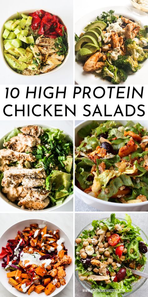 Protein Salad Recipes, Easy Healthy Chicken, High Protein Lunch Ideas, High Protein Chicken, High Protein Salads, Healthy Chicken Salad Recipe, Easy Chicken Salad, Chicken Lunch, Salad Meal Prep