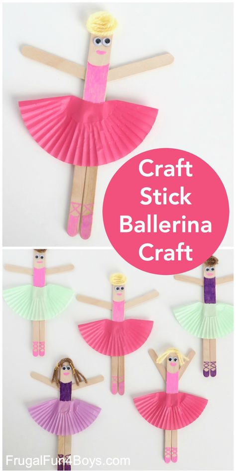 Art And Craft Activity For Kindergarten, Fairy Art Projects, Ballerina Craft, Ballet Crafts, Babysitting Crafts, Kraf Kertas, Popsicle Crafts, Grandparenting, Birthday Crafts