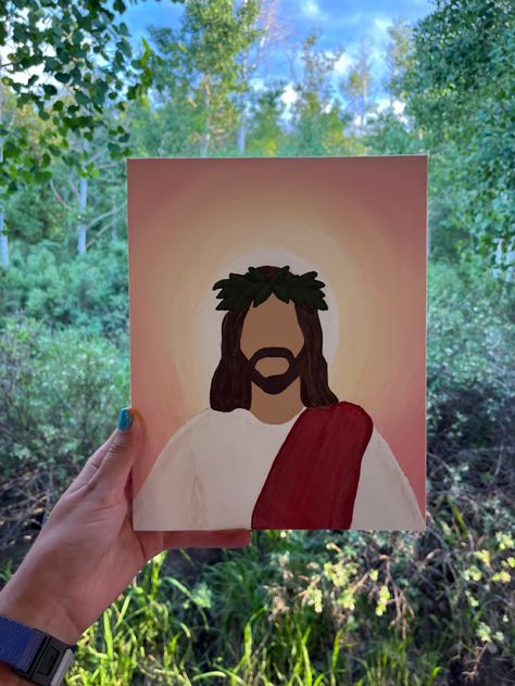 Christian Canvas Paintings, Christian Art Painting, Christian Drawings, Cute Easy Paintings, Jesus Drawings, Jesus Christ Art, Simple Canvas Paintings, Cute Canvas Paintings, Ayat Alkitab