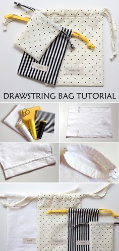 Syprosjekter For Nybegynnere, Diy Drawstring Bag, Drawstring Bag Tutorial, Drawstring Bag Tutorials, Diy Sy, Fabric Crafts Diy, Diy Fabric Crafts, Diy Projektit, Sewing Machine Projects