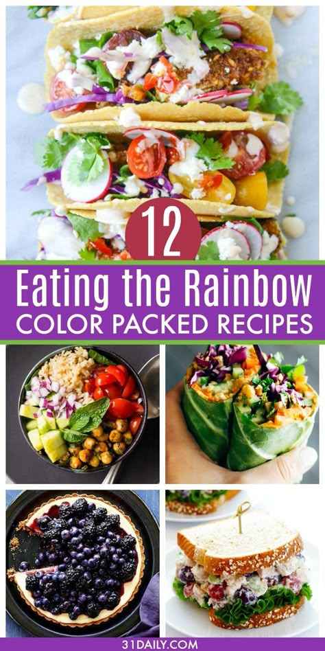 Rainbow Meals, Rainbow Eating, Rainbow Dinner, Rainbow Diet, Allergy Diet, Eating The Rainbow, Rainbow Foods, Rainbow Recipes, Healthy Colors