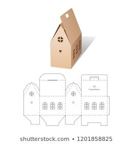 Stock Photo and Image Portfolio by gorlitsa | Shutterstock House Packaging Design, Box Packaging Templates, House Gift Box, Paper Box Template, House Template, Packaging Template, Paper House, Putz Houses, Diy Gift Box