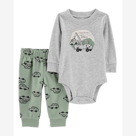 Carter’s ‘Hanging Out With Daddy’ Outfit set. 6M. New with tags. Winter Boy Outfits, Comfy Car, Day To Day Outfits, Baby Clothes Boy, Banana Smoothie Healthy, Boy Car, Smoothie Healthy, Carters Baby Boys, Grey Baby