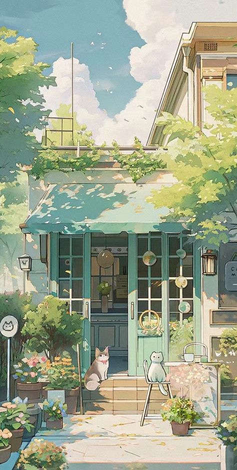 Background Of House, Nature Cute Wallpaper, Cute House Wallpaper, Nature Drawing Wallpaper, Happiness Wallpaper Aesthetic, Family Background Aesthetic, Cottage Wallpaper Iphone, Background Ideas For Art, Cute Designs Wallpaper