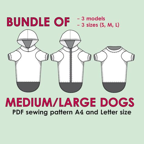 Dog Sweater Pdf Sewing Pattern Medium 7-12 Fido E81 Dog Hoodie Pattern, T Shirt Sewing, Dogs Clothes, Shirt Sewing, Dog Clothes Diy, Norwich Terrier, Dog Top, Giant Dogs, Dog Clothes Patterns