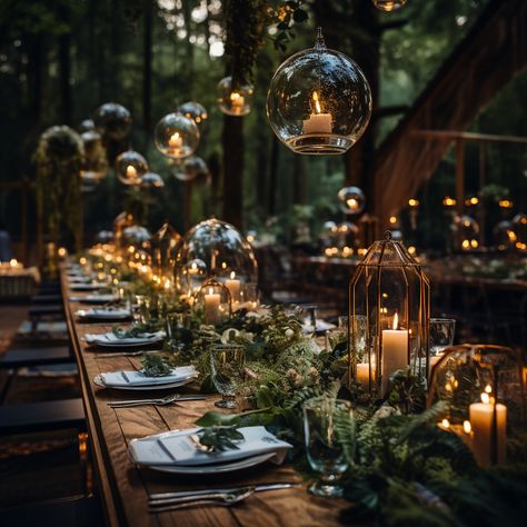 Candlelit Fall Wedding, Enchanted Forest Reception Decor, Fairy Forest Wedding Table Decor, Fairy Garden Reception, Enchanted Forest Theme Wedding Dress, Mystical Table Decor, Enchanted Forest Indian Wedding, Fairytale Wedding Theme Table Decor, Elegant Forest Wedding Decor