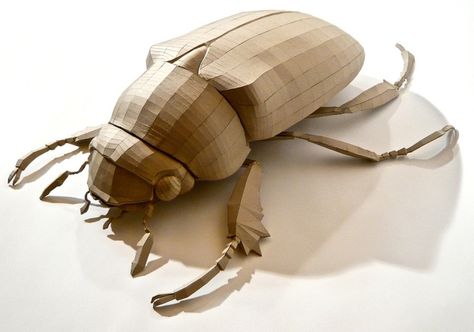 Giant Beetle, Beetle Sculpture, Cardboard Art Sculpture, Cardboard Animals, Beetle Art, Paper Play, Bugs Life, Paper Mache Animals, Paper Architecture