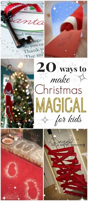 There are so many ways to make Christmas magical for your little ones.  I feel like a kid again myself when I see the sparkle in my girls eyes.  Here are 20 ways to fill their hearts and lives with the magic of the season. How To Make Christmas Magical For Toddler, Christmas Ideas For Kids Traditions, Christmas Magic For Toddlers, Magical Christmas Morning For Kids, Creating Christmas Magic, Making Christmas Magical For Kids, Ways To Make Christmas Magical For Kids, Santa Traditions For Kids, Magical Christmas For Kids