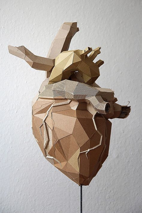 the heart Sculpture Cardboard, Cardboard Sculptures, Cardboard Art Sculpture, Mache Art, Paper Art Sculpture, Cardboard Sculpture, Blue Inspiration, Sculpture Projects, Sculpture Ideas