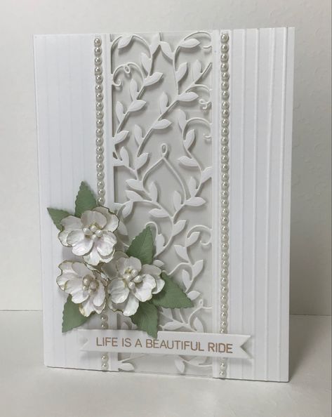 Spellbinders Peekaboo Trellis Panels, Amazing Paper Grace Cards, Becca Feeken Cards Amazing Grace, Fancy Christmas Cards, Becca Feeken Cards, White On White Cards, Girly Cards, Life Is A Beautiful Ride, Rose Border