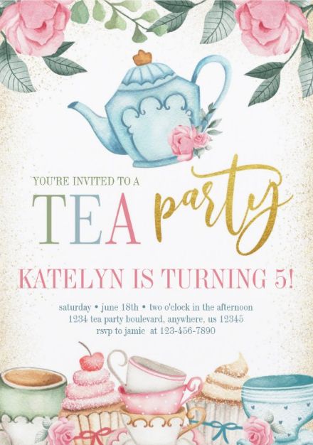 Tea Party Birthday Ideas, Tea Party Birthday Party, Par Tea, Girls Birthday Party Ideas, Birthday Tea Party, Baby Shower Tea, Tea Party Invitations, Tea Party Theme, 2nd Birthday Invitations