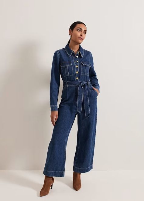 Petite Avalon Denim Utility Jumpsuit Denim Utility Jumpsuit, Utility Jumpsuit, Utility Style, Eve Outfit, Cotton Jumpsuit, Formal Shirts For Men, New Clothes, Phase Eight, Black Wrap Dress